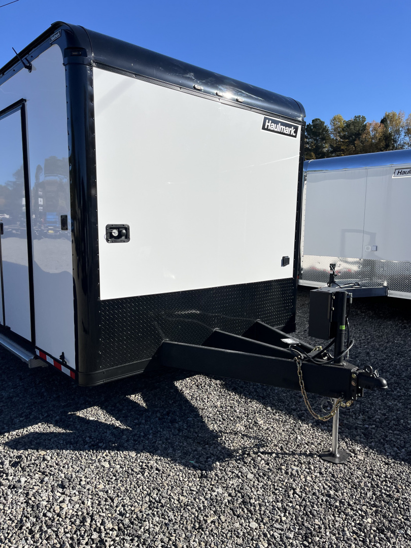 New 2026 Haulmark 34 Bathoom Race Trailer, Air Prep PKG, Awning, Polycor, Insulated, Window, 54" ALX Slide Out Step, A/C + Heat