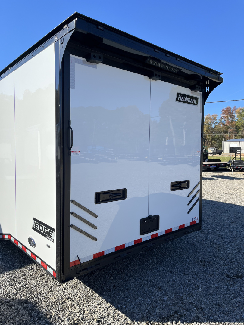 New 2026 Haulmark 34 Bathoom Race Trailer, Air Prep PKG, Awning, Polycor, Insulated, Window, 54" ALX Slide Out Step, A/C + Heat