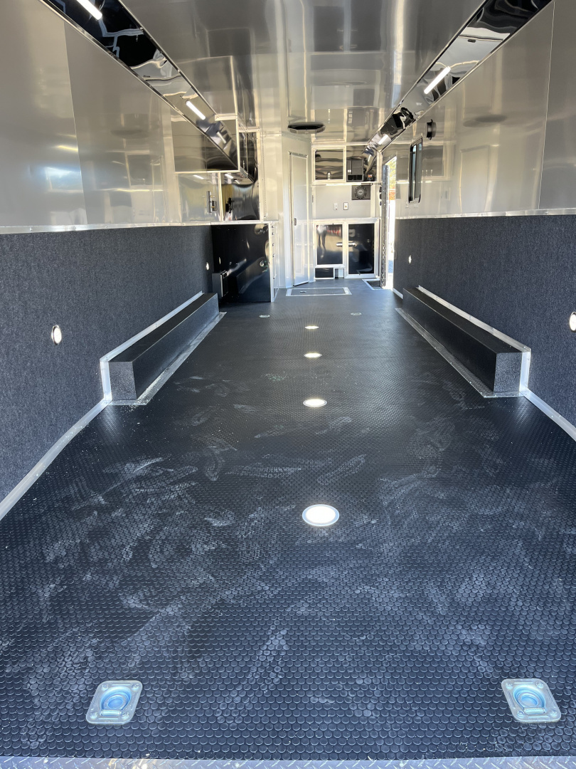 New 2026 Haulmark 34 Bathoom Race Trailer, Air Prep PKG, Awning, Polycor, Insulated, Window, 54" ALX Slide Out Step, A/C + Heat