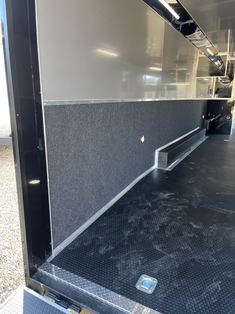 New 2026 Haulmark 34 Bathoom Race Trailer, Air Prep PKG, Awning, Polycor, Insulated, Window, 54" ALX Slide Out Step, A/C + Heat