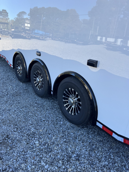 New 2026 Haulmark 34 Bathoom Race Trailer, Air Prep PKG, Awning, Polycor, Insulated, Window, 54" ALX Slide Out Step, A/C + Heat