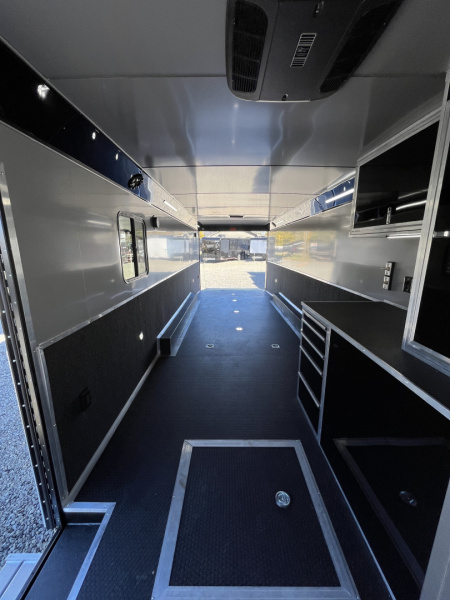 New 2026 Haulmark 34 Bathoom Race Trailer, Air Prep PKG, Awning, Polycor, Insulated, Window, 54" ALX Slide Out Step, A/C + Heat