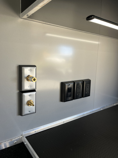 New 2026 Haulmark 34 Bathoom Race Trailer, Air Prep PKG, Awning, Polycor, Insulated, Window, 54" ALX Slide Out Step, A/C + Heat