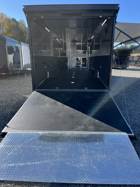 New 2026 Haulmark 34 Bathoom Race Trailer, Air Prep PKG, Awning, Polycor, Insulated, Window, 54" ALX Slide Out Step, A/C + Heat