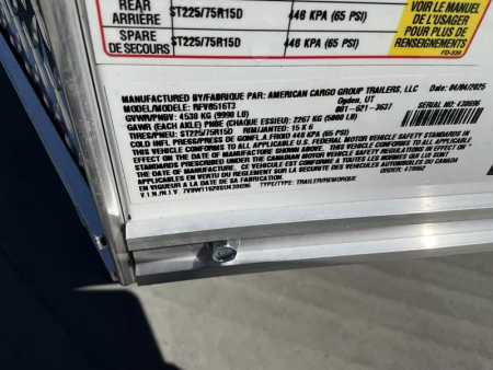 New 2025 Wells Cargo 8.5FT X 16FT 9990 GVW TA Cargo / Enclosed Trailer