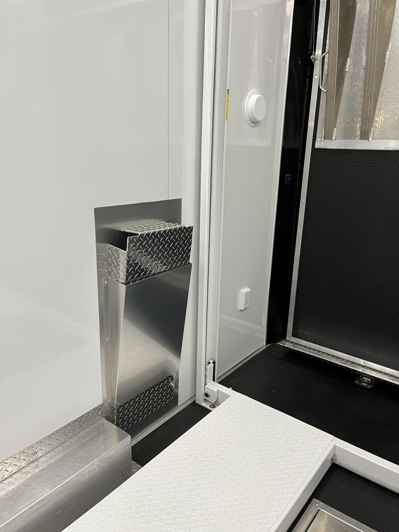 New 2026 Haulmark EDGE ALUMINUM 28 Stacker Race Trailer, Finished Race Interior, 21K GVWR, Awnings, Lift, Premium Escape Door