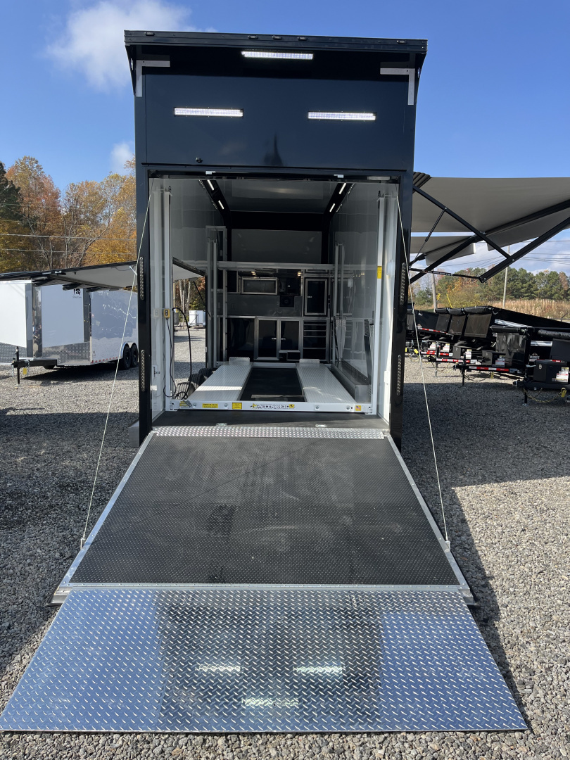 New 2026 Haulmark EDGE ALUMINUM 28 Stacker Race Trailer, Finished Race Interior, 21K GVWR, Awnings, Lift, Premium Escape Door