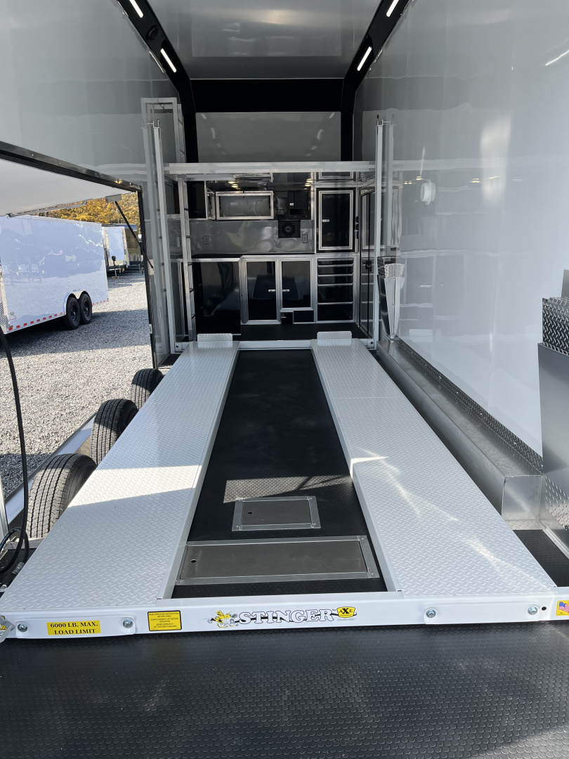 New 2026 Haulmark EDGE ALUMINUM 28 Stacker Race Trailer, Finished Race Interior, 21K GVWR, Awnings, Lift, Premium Escape Door