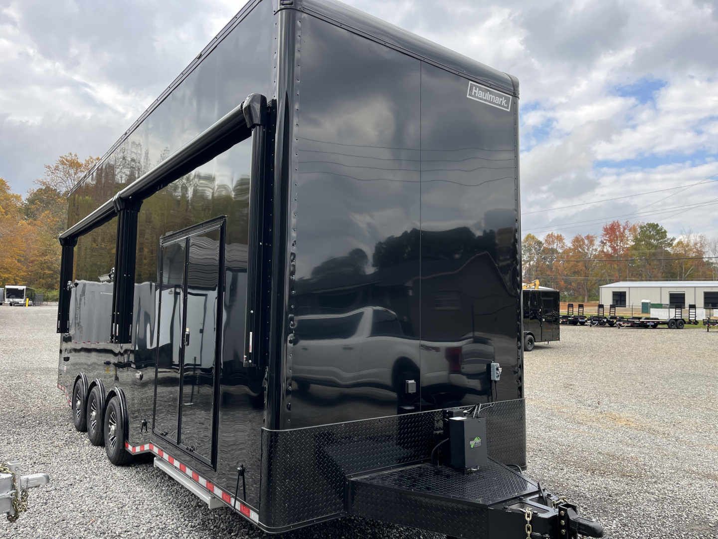 New 2026 Haulmark EDGE ALUMINUM 28 Stacker Race Trailer, Finished Race Interior, 21K GVWR, Awnings, Lift, Premium Escape Door