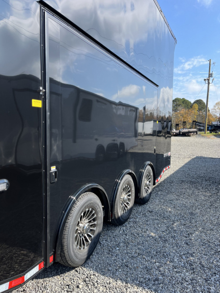 New 2026 Haulmark EDGE ALUMINUM 28 Stacker Race Trailer, Finished Race Interior, 21K GVWR, Awnings, Lift, Premium Escape Door