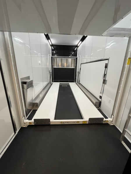 New 2026 Haulmark EDGE ALUMINUM 28 Stacker Race Trailer, Finished Race Interior, 21K GVWR, Awnings, Lift, Premium Escape Door