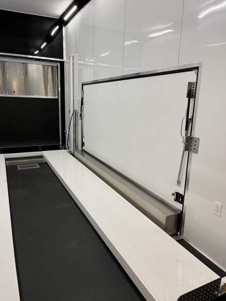 New 2026 Haulmark EDGE ALUMINUM 28 Stacker Race Trailer, Finished Race Interior, 21K GVWR, Awnings, Lift, Premium Escape Door