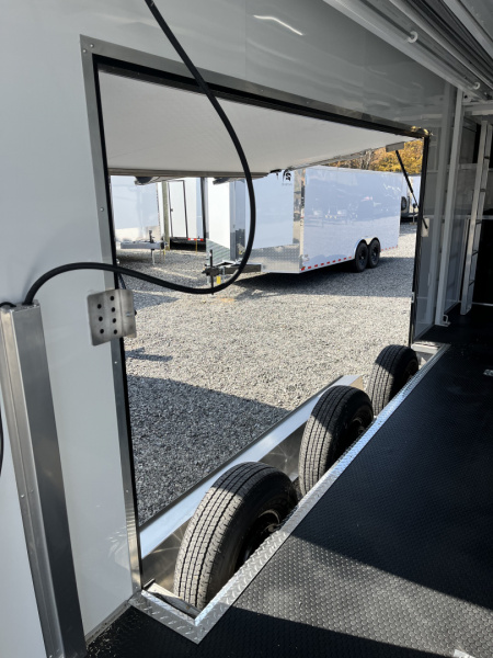 New 2026 Haulmark EDGE ALUMINUM 28 Stacker Race Trailer, Finished Race Interior, 21K GVWR, Awnings, Lift, Premium Escape Door