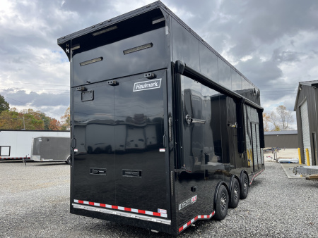 New 2026 Haulmark EDGE ALUMINUM 28 Stacker Race Trailer, Finished Race Interior, 21K GVWR, Awnings, Lift, Premium Escape Door