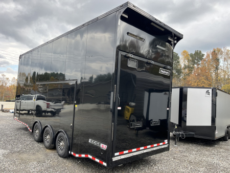 New 2026 Haulmark EDGE ALUMINUM 28 Stacker Race Trailer, Finished Race Interior, 21K GVWR, Awnings, Lift, Premium Escape Door