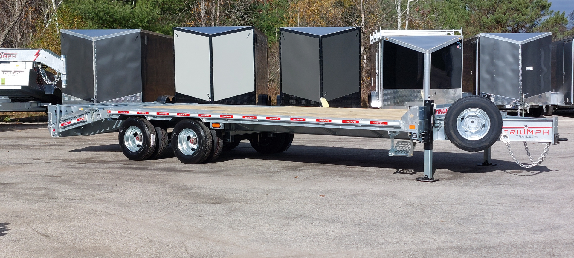 New 102 X 20 + 5 GALVANIZED EQUIPMENT TRAILER 12 K AXLES HYDRAULIC JACKS 19730# PAYLOAD