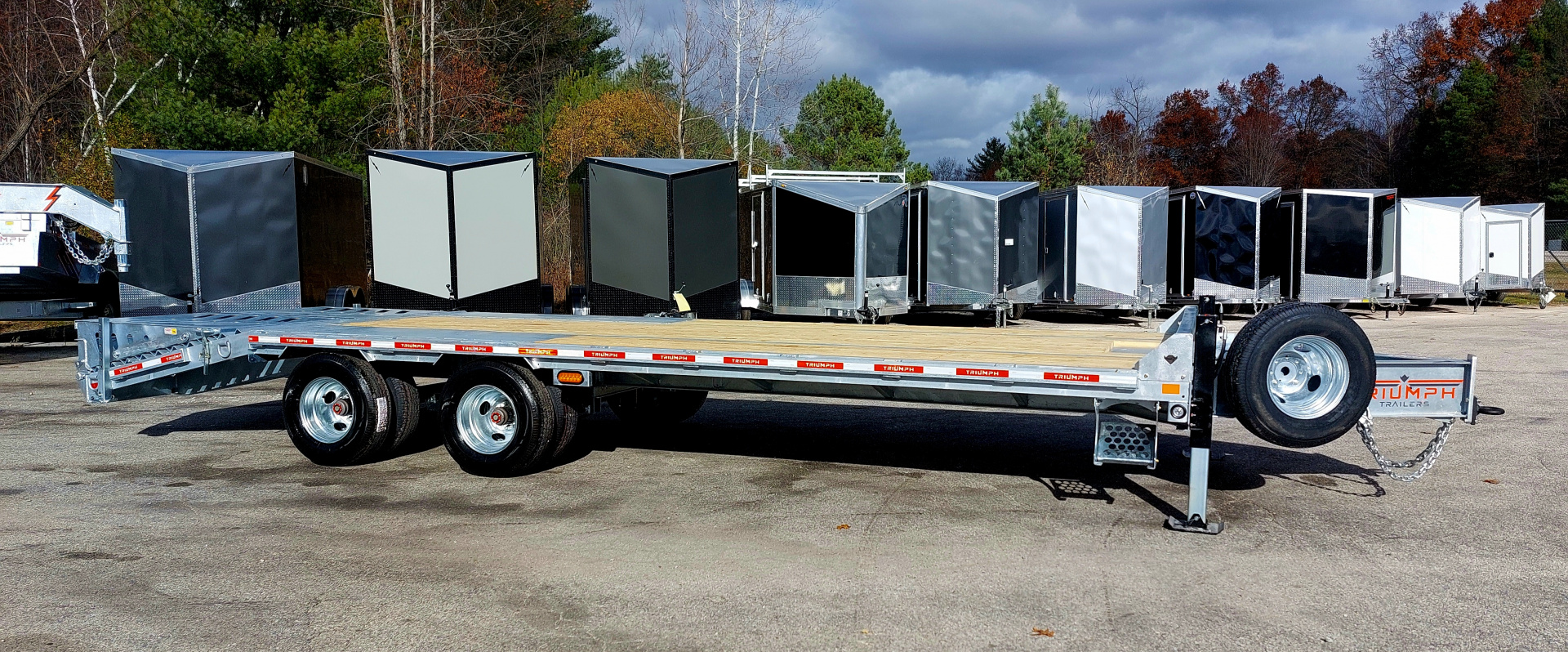 New 102 X 20 + 5 GALVANIZED EQUIPMENT TRAILER 12 K AXLES HYDRAULIC JACKS 19730# PAYLOAD