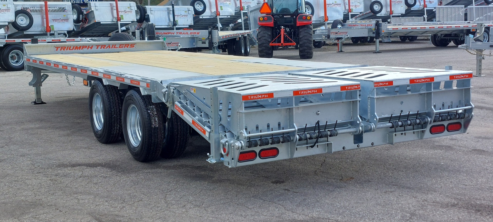 New 102 X 20 + 5 GALVANIZED EQUIPMENT TRAILER 12 K AXLES HYDRAULIC JACKS 19730# PAYLOAD