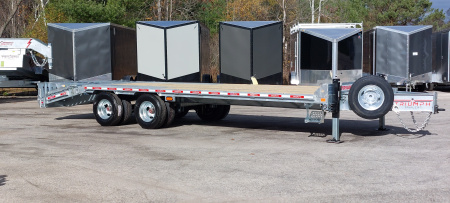 New 102 X 20 + 5 GALVANIZED EQUIPMENT TRAILER 12 K AXLES HYDRAULIC JACKS 19730# PAYLOAD