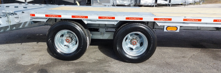 New 102 X 20 + 5 GALVANIZED EQUIPMENT TRAILER 12 K AXLES HYDRAULIC JACKS 19730# PAYLOAD