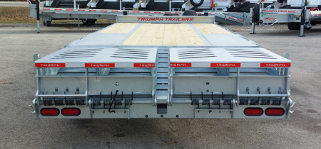 New 102 X 20 + 5 GALVANIZED EQUIPMENT TRAILER 12 K AXLES HYDRAULIC JACKS 19730# PAYLOAD