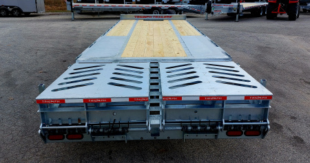 New 102 X 20 + 5 GALVANIZED EQUIPMENT TRAILER 12 K AXLES HYDRAULIC JACKS 19730# PAYLOAD