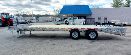 New 102 X 20 + 5 GALVANIZED EQUIPMENT TRAILER 12 K AXLES HYDRAULIC JACKS 19730# PAYLOAD