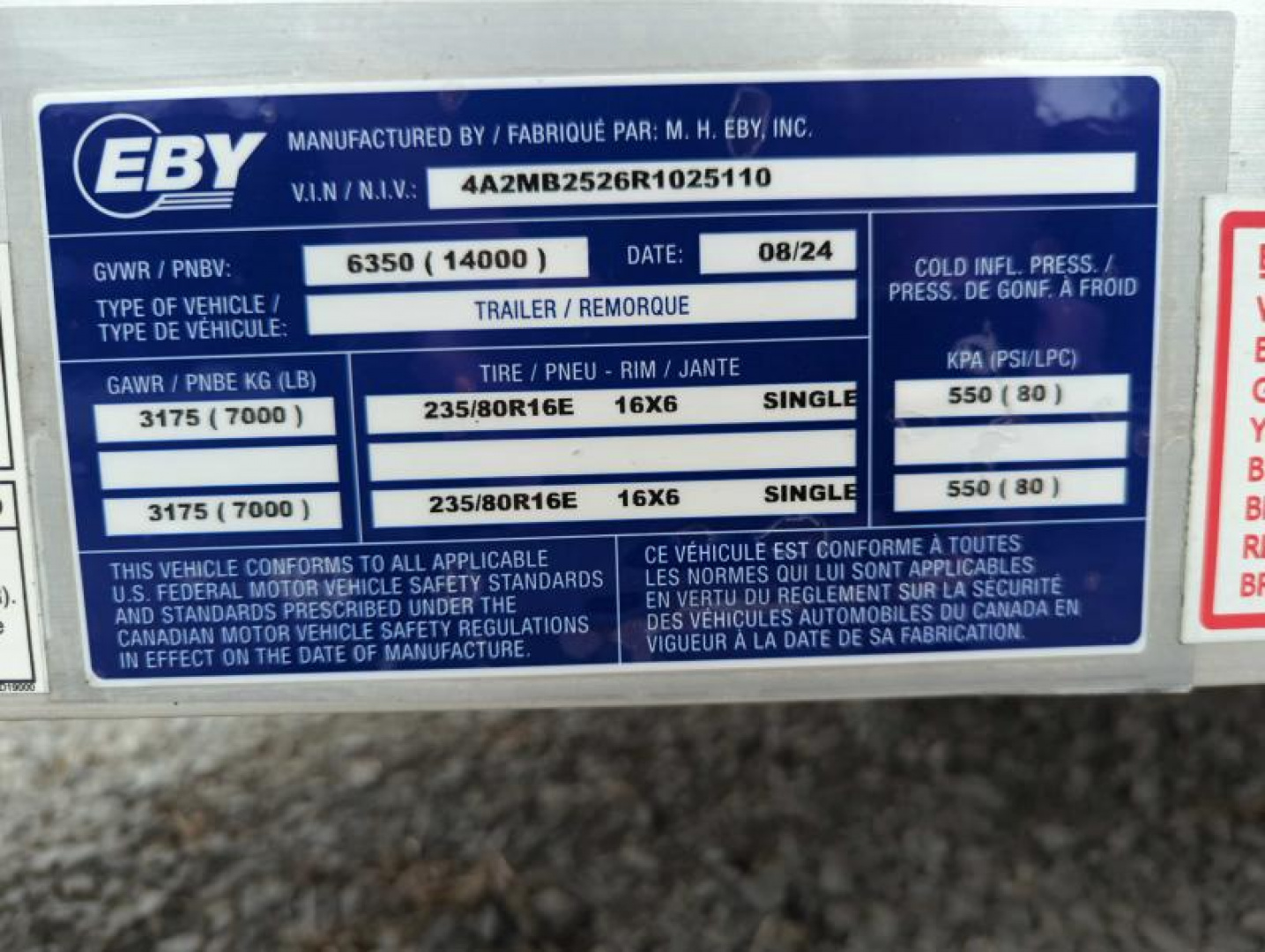 New 2024 Eby Trailers DO14K Equipment Trailer