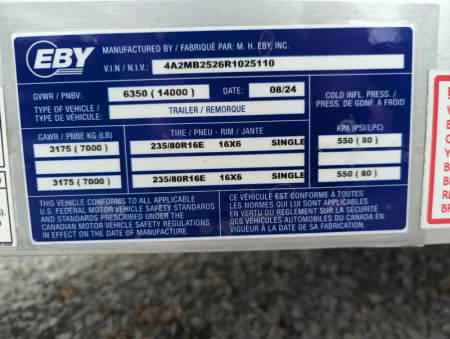 New 2024 Eby Trailers DO14K Equipment Trailer