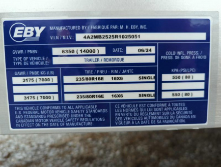 New 2024 Eby Trailers LP14K Equipment Trailer
