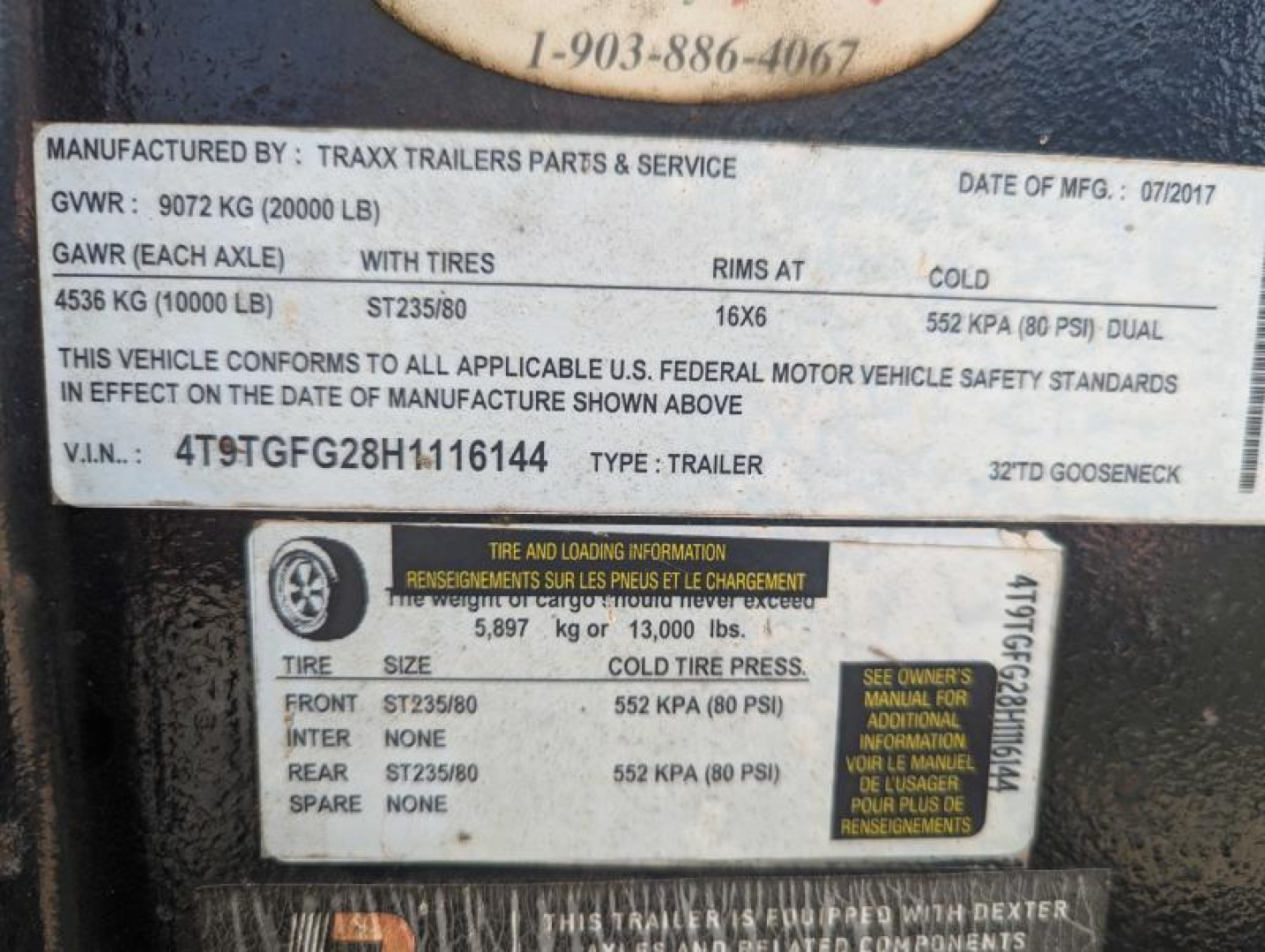 Used 2017 Traxx Trailers 32TD Deckover Trailer