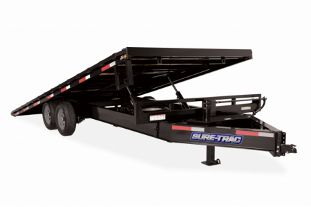 New 2025 Sure-Trac 8.5x22 15K Powertilt Deckover Flatbed Trailer Tilt Trailer