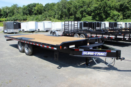 New 2025 Sure-Trac 8.5x22 15K Powertilt Deckover Flatbed Trailer Tilt Trailer
