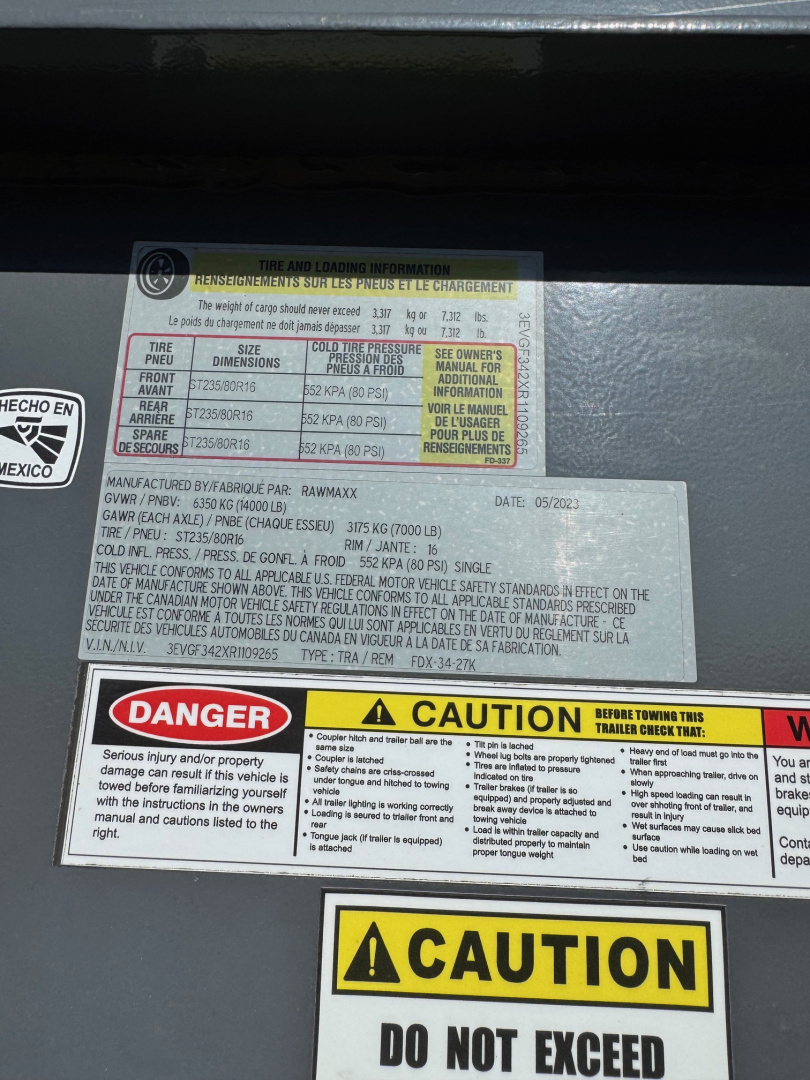 Used 2023 RawMaxx FDX-34-27K - 9265 Deckover Trailer
