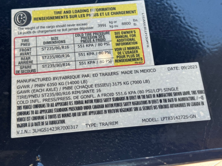 Used 2024 ED Trailers LTP8314272SGN-0317 Dump Trailer