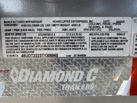 New 2026 Diamond C Trailers HDT208-22 18k Tilt Trailer