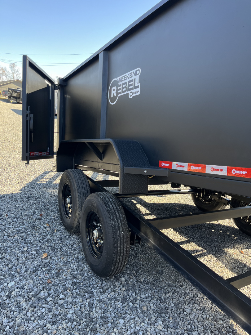 New 2026 U-Dump 7x14 Dump Trailer With 48" Sides, 14K GVWR, Weekend Rebel Series, Flat Black