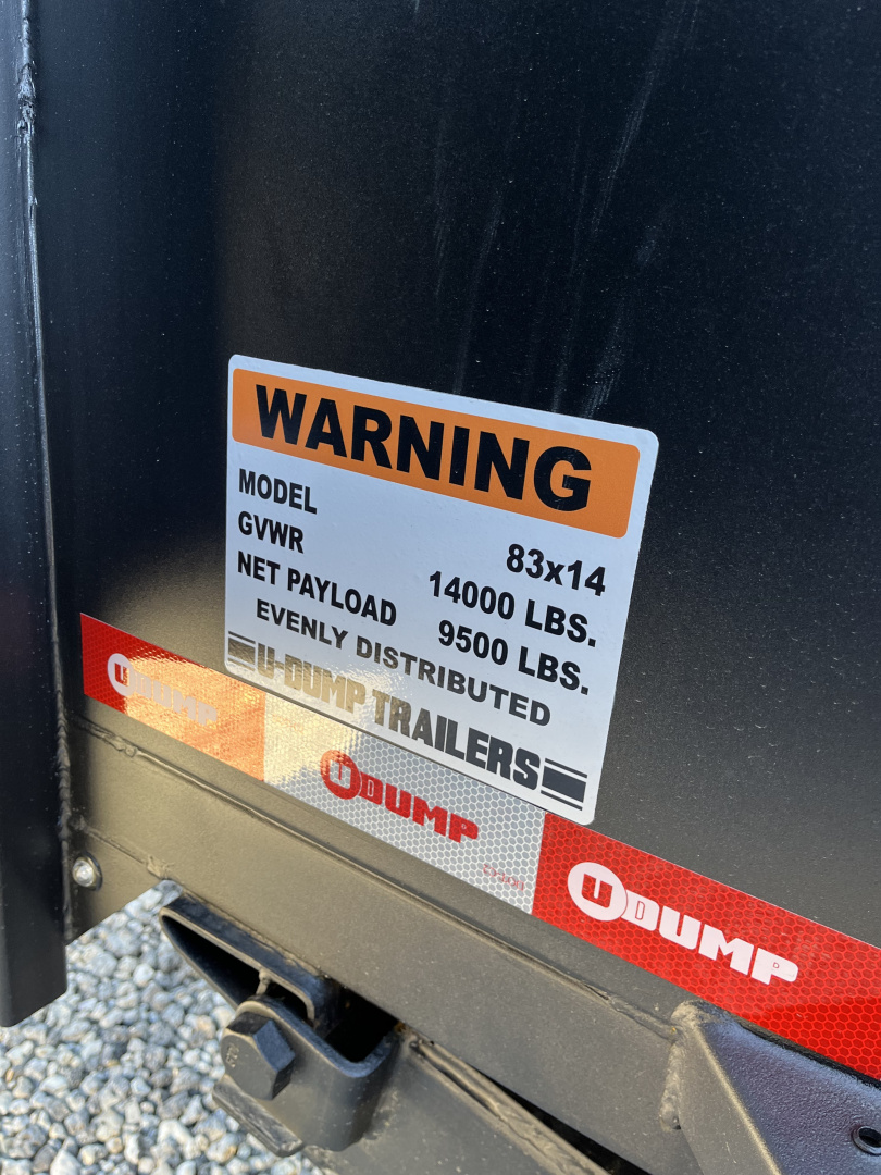 New 2026 U-Dump 7x14 Dump Trailer With 48" Sides, 14K GVWR, Weekend Rebel Series, Flat Black