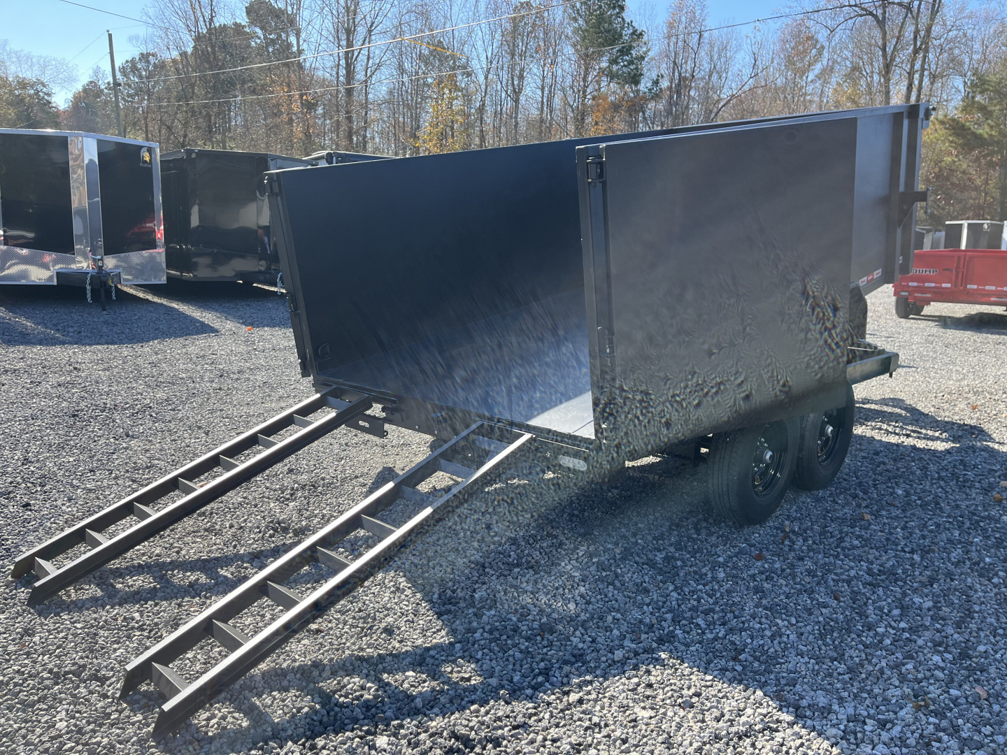 New 2026 U-Dump 7x14 Dump Trailer With 48" Sides, 14K GVWR, Weekend Rebel Series, Flat Black