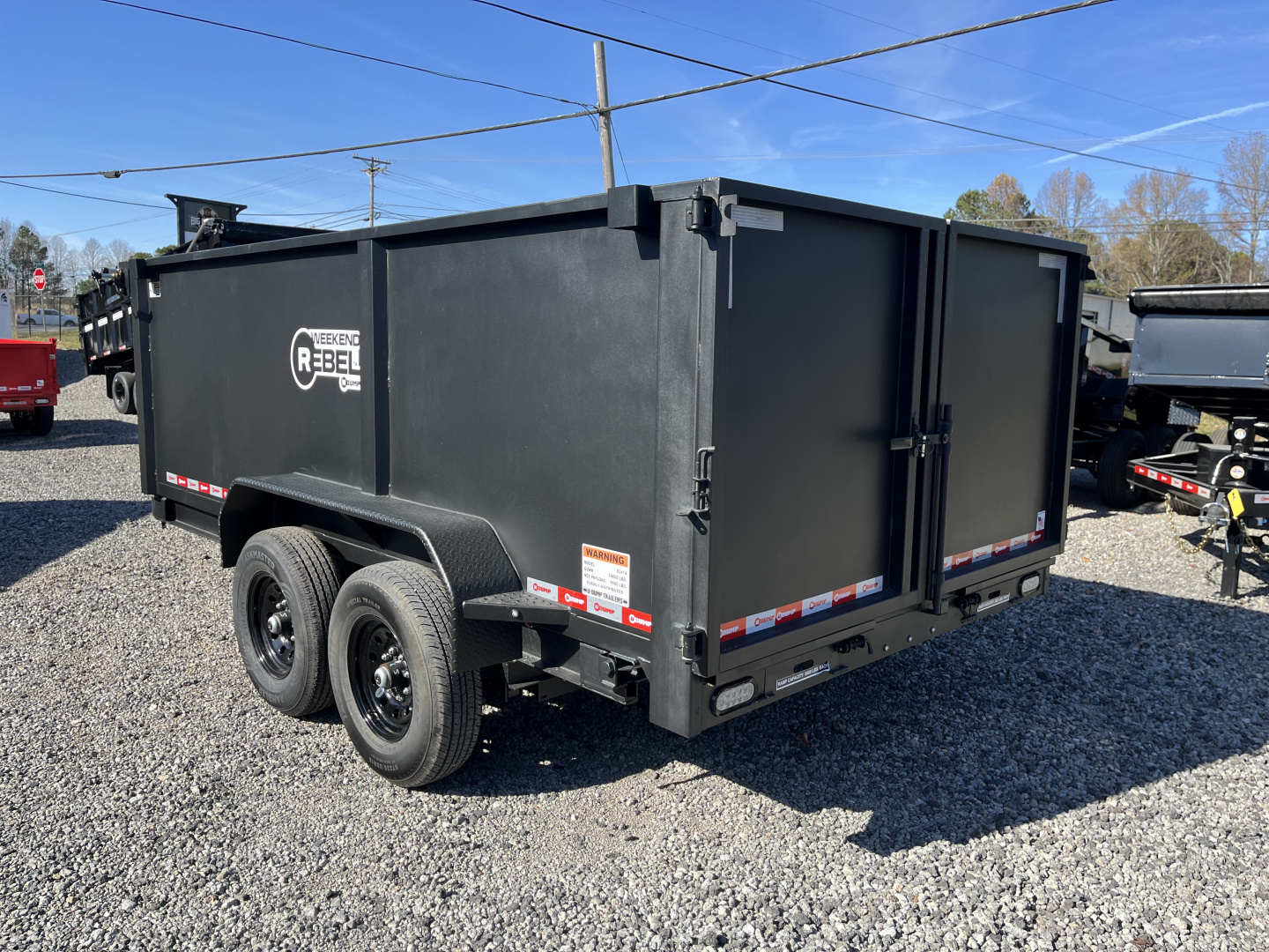 New 2026 U-Dump 7x14 Dump Trailer With 48" Sides, 14K GVWR, Weekend Rebel Series, Flat Black