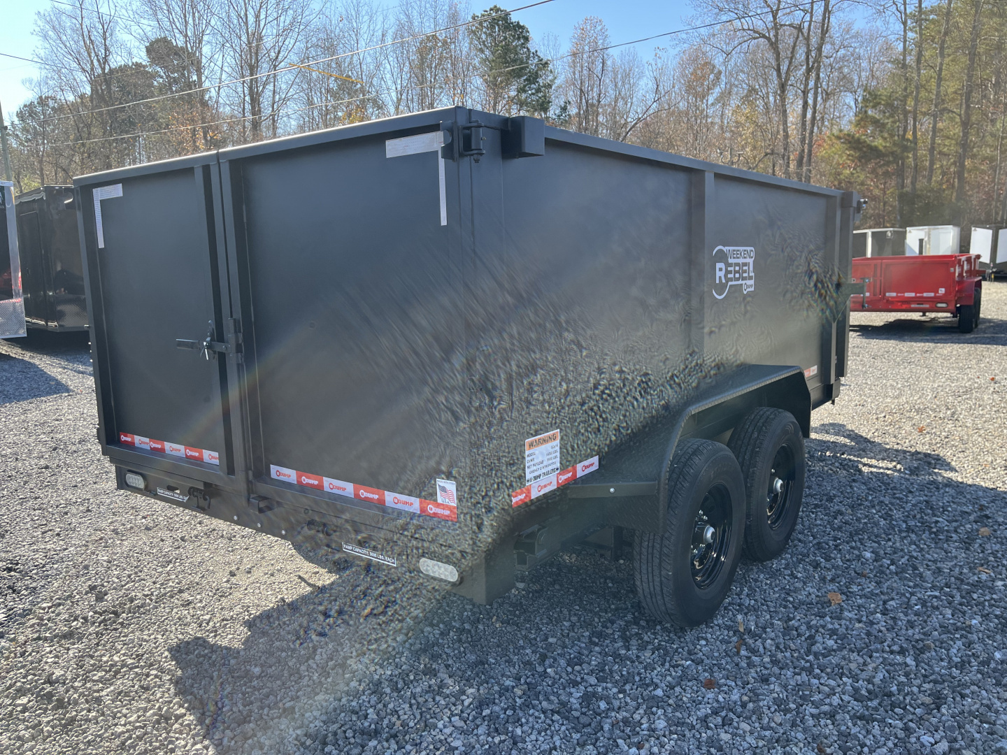 New 2026 U-Dump 7x14 Dump Trailer With 48" Sides, 14K GVWR, Weekend Rebel Series, Flat Black