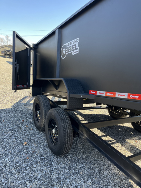 New 2026 U-Dump 7x14 Dump Trailer With 48" Sides, 14K GVWR, Weekend Rebel Series, Flat Black