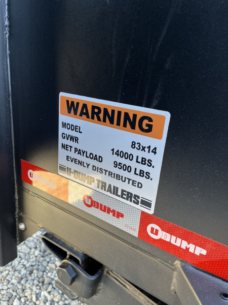 New 2026 U-Dump 7x14 Dump Trailer With 48" Sides, 14K GVWR, Weekend Rebel Series, Flat Black