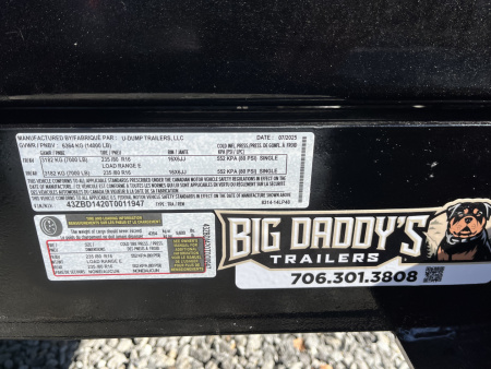 New 2026 U-Dump 7X14 Dump Trailer - HD Pro Series, 48" Sides, 10 Ga Walls, 7 Ga Floor, 14K GVWR