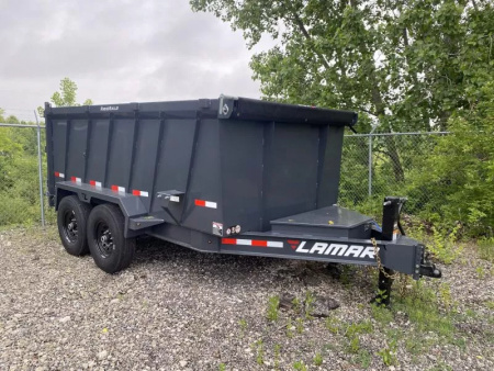 New 2025 Lamar Trailers 7 X 12 FT 48  HIGH SIDE LOW PRO DUMP TRAILER TARP KIT WITH RAMPS 14 PLY TIRES 14K GVWR