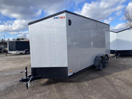 New 2025 Bravo Trailers 7 X 16 FT HERO CARGO TRAILER 7 FT INTERIOR HEIGHT BLACK TRIM WITH RAMP DOOR *FACTORY CLOSE OUT*