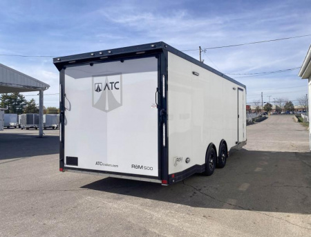 New 2023 ATC 24 FT ROM 500 ALUMINUM ENCLOSED RACE CAR HAULER WITH ESCAPE DOOR AND ALUMINUM FLOOR