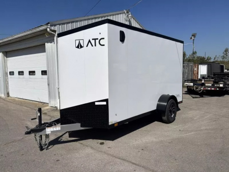 New 2026 ATC 6 X 12 FT ST300 CARGO TRAILER RAMP DOOR 6 FT 6 IN INTERIOR HEIGHT BLACK OUT PKG ALUMINUM WHEELS