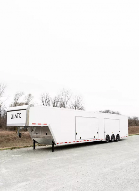 New 2025 ATC GOOSENECK 48 FT ENCLOSED CAR HAULER 2 ESCAPE DOORS TRI-AXLE 25,000 GVWR