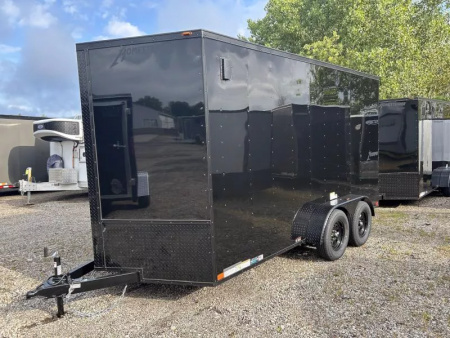 New 2026 Homesteader Trailer INTREPID 7 X 14 FT CARGO TRAILER BLACK OUT PKG RAMP DOOR 7 FT INTERIOR POLYCORE